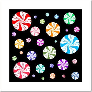 Colorful Rainbow Round Peppermint Holiday Pattern Posters and Art